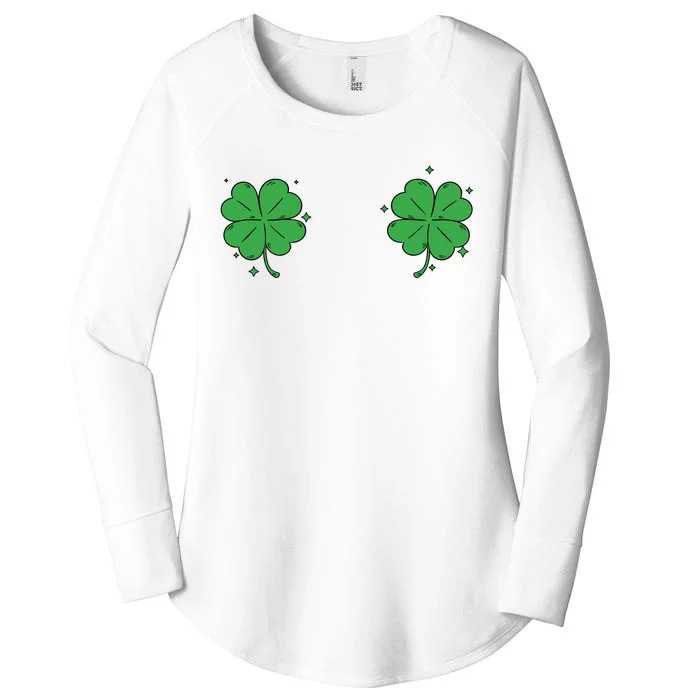 Funny Shamrock Breast St Patricks Day Women's Perfect Tri Tunic Long Sleeve Shirt