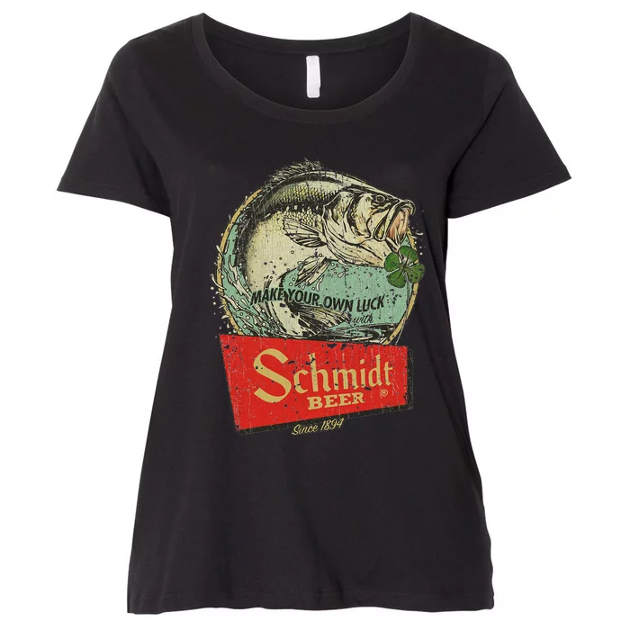 Fishing Schmidt Beer Make Your Own Luck 1894 Vintage Women's Plus Size T- Shirt