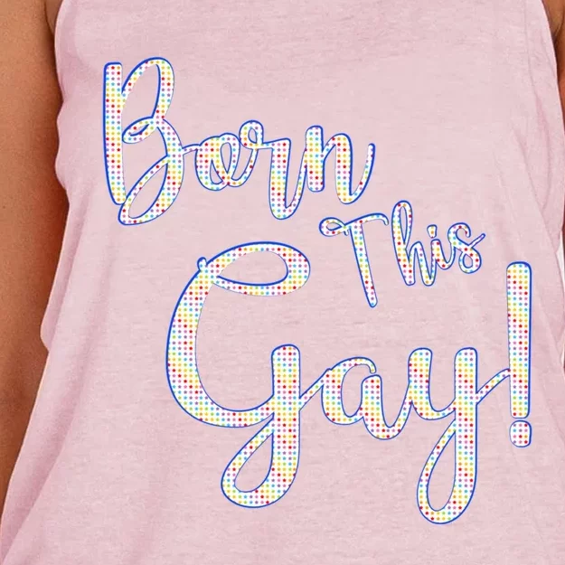 Fun Saying Born This Gay Lgbtqia2s Awareness And Support Gift Women's Knotted Racerback Tank