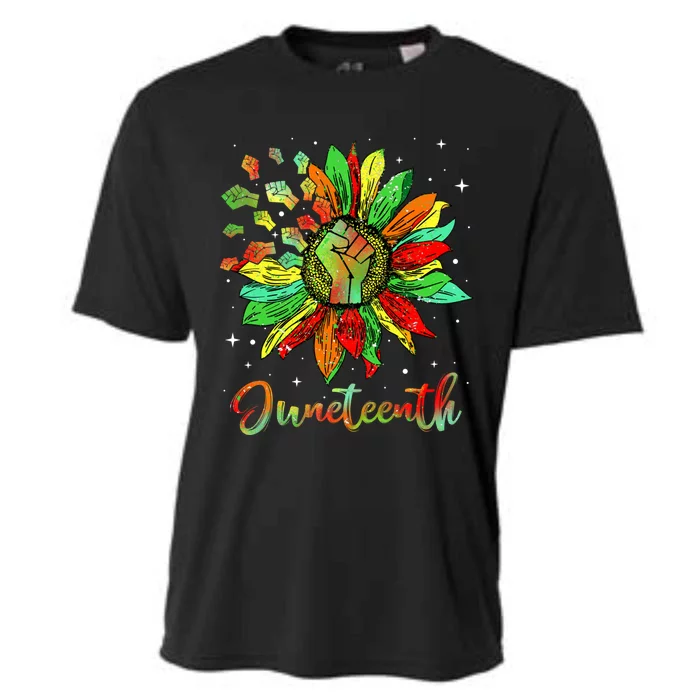 Freedom Sunflower Black History African American Juneteenth Cool Gift Cooling Performance Crew T-Shirt