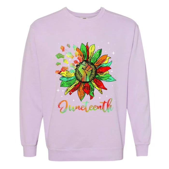 Freedom Sunflower Black History African American Juneteenth Cool Gift Garment-Dyed Sweatshirt