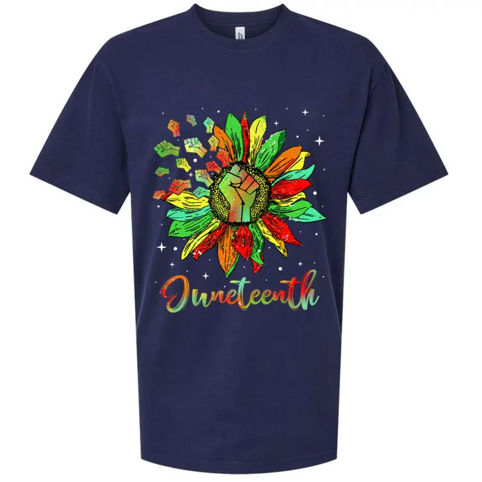 Freedom Sunflower Black History African American Juneteenth Cool Gift Sueded Cloud Jersey T-Shirt