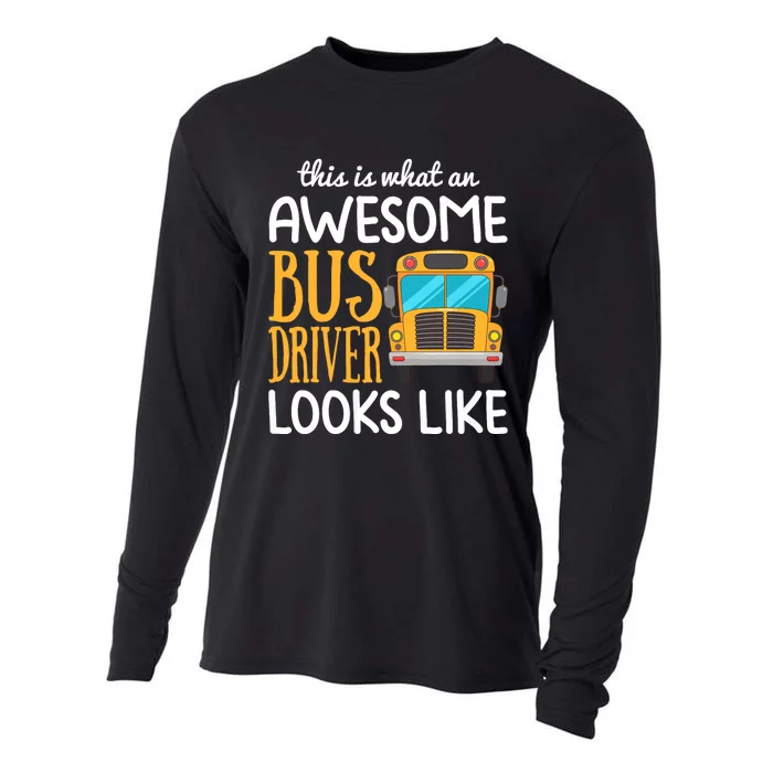 Funny School Bus Driver Gift | Awesome Bus Driver Cooling Performance Long Sleeve Crew