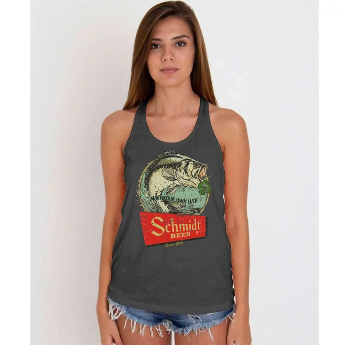 Fishing Schmidt Beer Make Your Own Luck 1894 Vintage Women's Knotted Racerback Tank