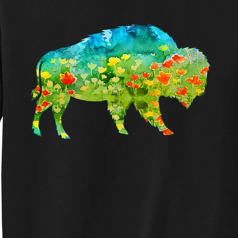 Flower Silhouette Bison Buffalo Sweatshirt