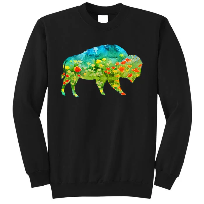 Flower Silhouette Bison Buffalo Sweatshirt