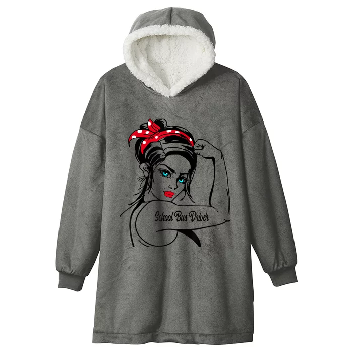 Female School Bus Driver Rosie The Riveter Pin Up Girl Hooded Wearable Blanket