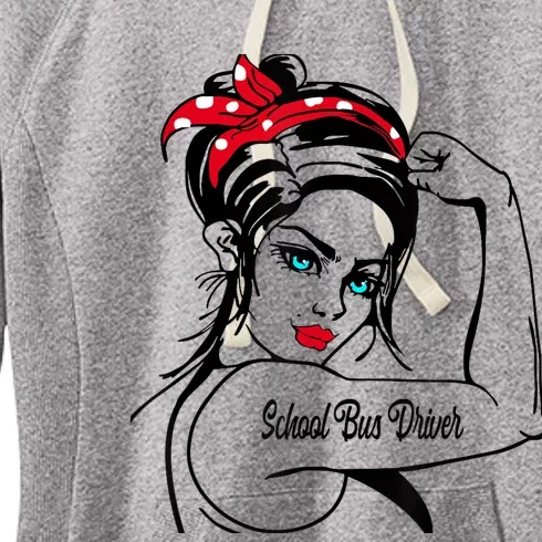 Female School Bus Driver Rosie The Riveter Pin Up Girl Women's Fleece Hoodie