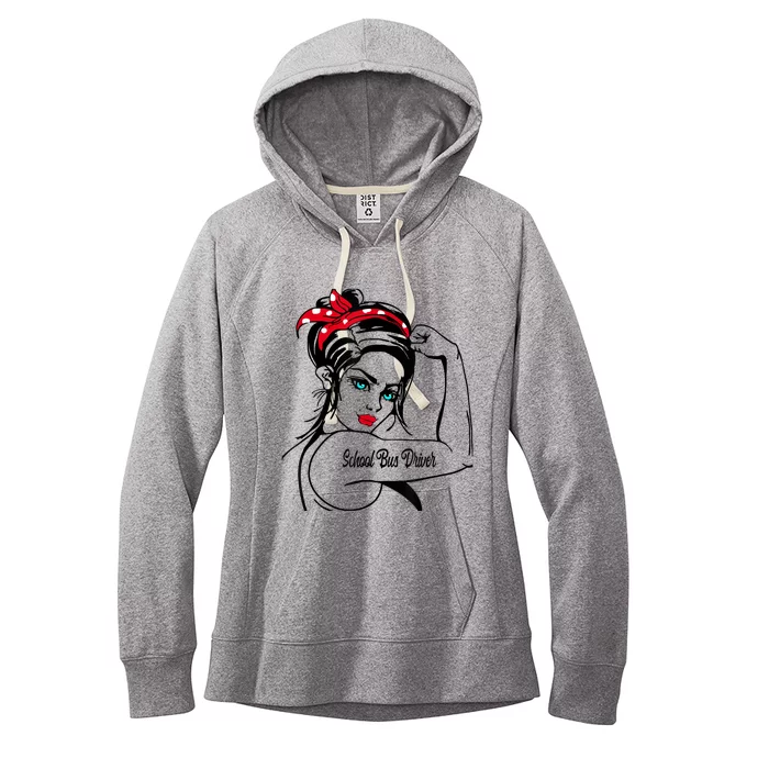 Female School Bus Driver Rosie The Riveter Pin Up Girl Women's Fleece Hoodie