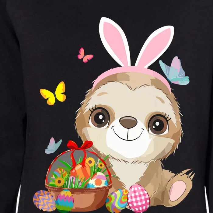 Funny Sloth Bunny Ear With Eggs Basket Easter Costume Rabbit Womens California Wash Sweatshirt