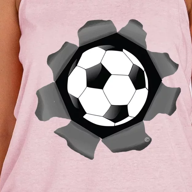 Funny Soccer Ball Burst Women's Knotted Racerback Tank