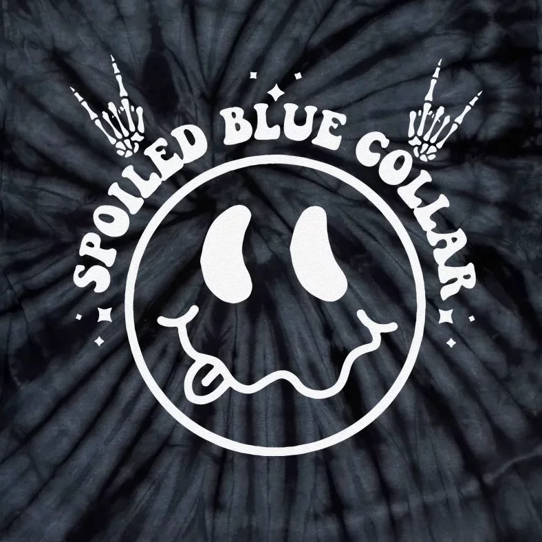 Funny Spoiled By My Blue Collar Wife Groovy Tie-Dye T-Shirt