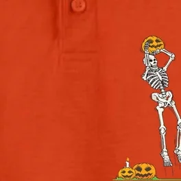 Funny Skeleton Basketball Halloween Pumpkin Dry Zone Grid Performance Polo