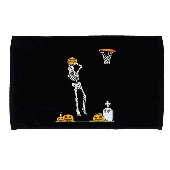 Funny Skeleton Basketball Halloween Pumpkin Microfiber Hand Towel