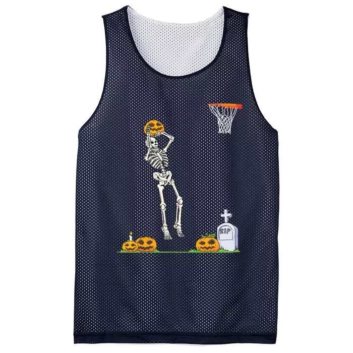 Funny Skeleton Basketball Halloween Pumpkin Mesh Reversible Basketball Jersey Tank