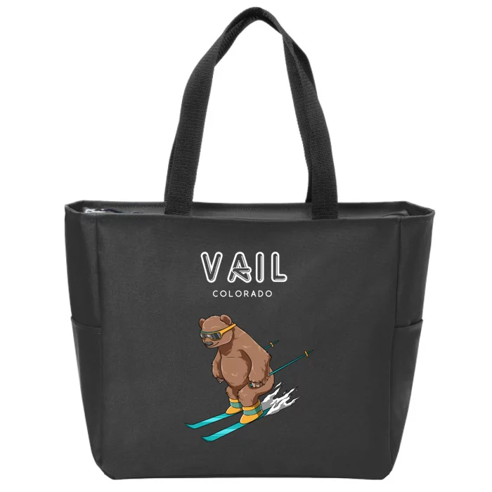 Funny Skiing Bear Vail Colorado Ski Cute Gift Zip Tote Bag