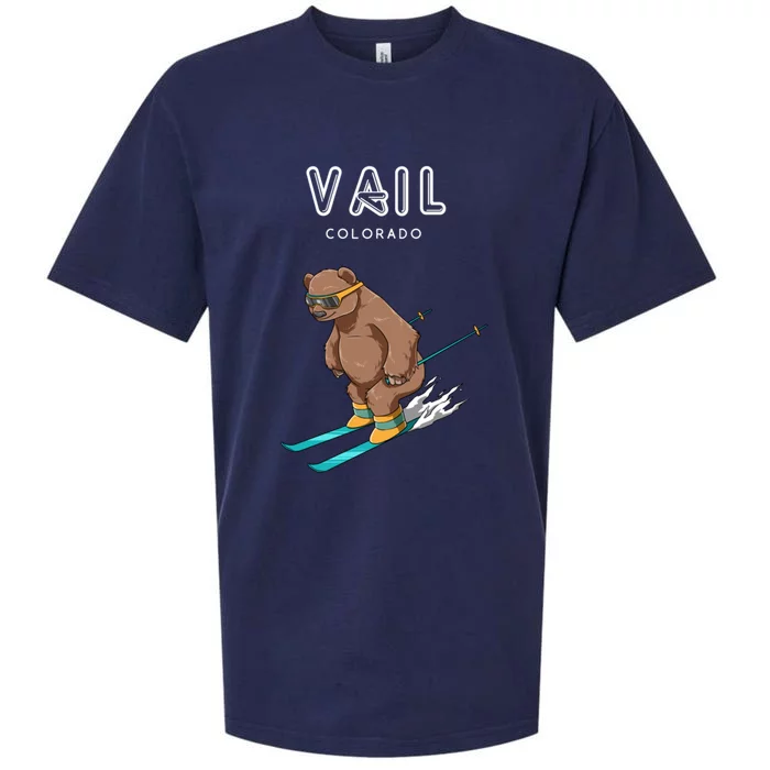 Funny Skiing Bear Vail Colorado Ski Cute Gift Sueded Cloud Jersey T-Shirt