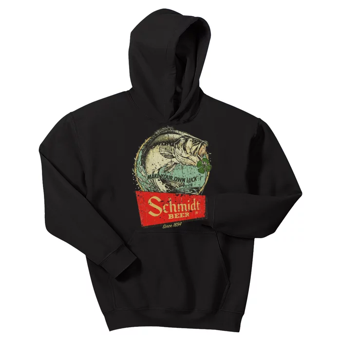 Fishing Schmidt Beer Make Your Own Luck 1894 Kids Hoodie