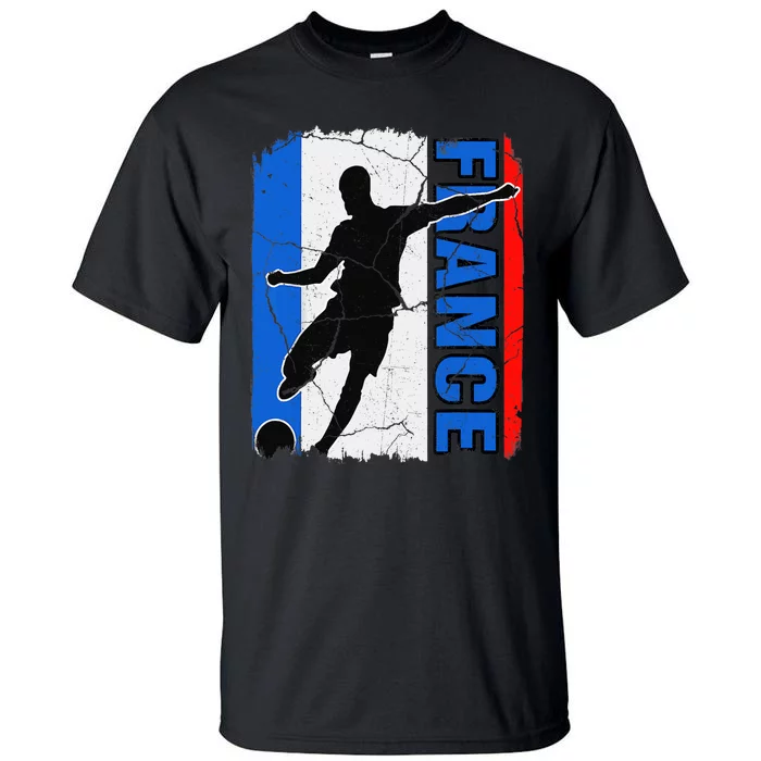 France Soccer Ball French Flag Sports Coach Player Team Tall T-Shirt