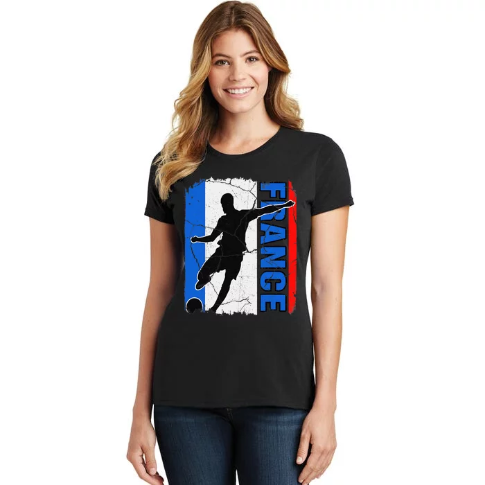 France Soccer Ball French Flag Sports Coach Player Team Women's T-Shirt