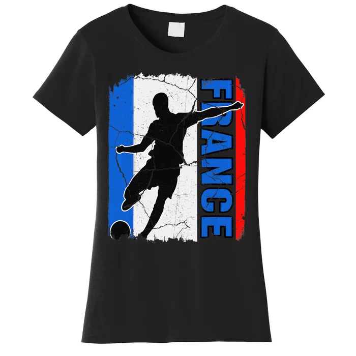 France Soccer Ball French Flag Sports Coach Player Team Women's T-Shirt