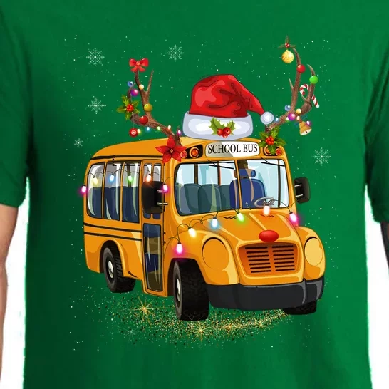 Funny School Bus Reindeer Santa Christmas School Bus Driver Pajama Set