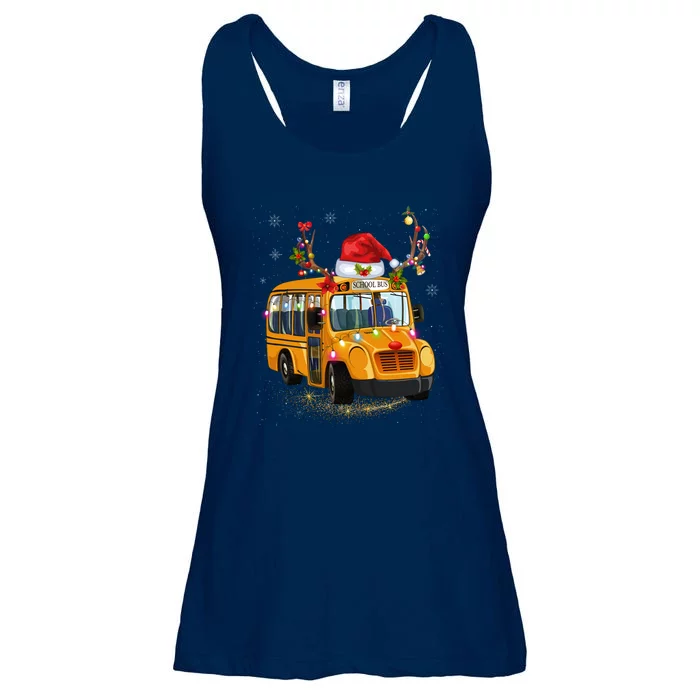 Funny School Bus Reindeer Santa Christmas School Bus Driver Ladies Essential Flowy Tank