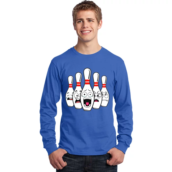 Funny Scared Bowling Pin For Bowlers Gift Long Sleeve Shirt