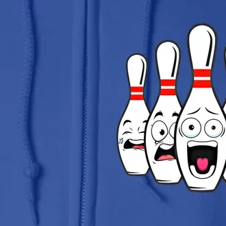 Funny Scared Bowling Pin For Bowlers Gift Full Zip Hoodie