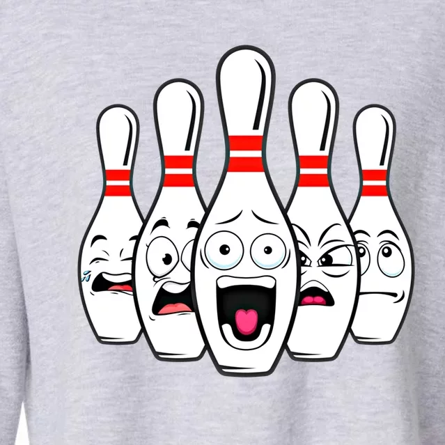 Funny Scared Bowling Pin For Bowlers Gift Cropped Pullover Crew