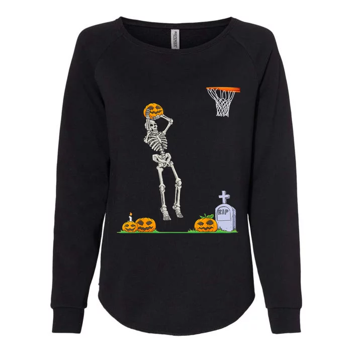 Funny Skeleton Basketball Halloween Pumpkin Womens California Wash Sweatshirt