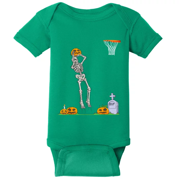 Funny Skeleton Basketball Halloween Pumpkin Baby Bodysuit