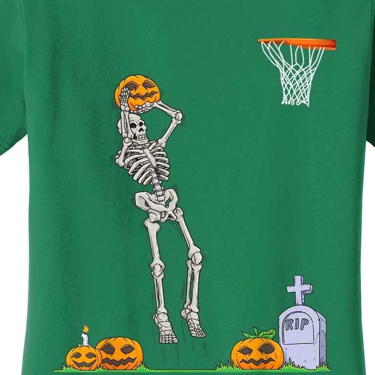 Funny Skeleton Basketball Halloween Pumpkin Women's T-Shirt