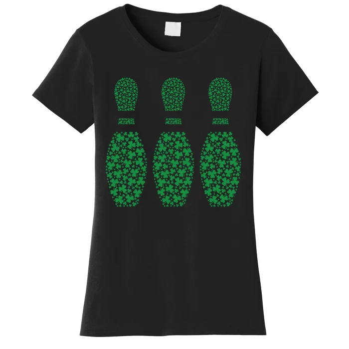 Funny Shamrock Bowling Pins St PatrickS Day Irish Gift Women's T-Shirt