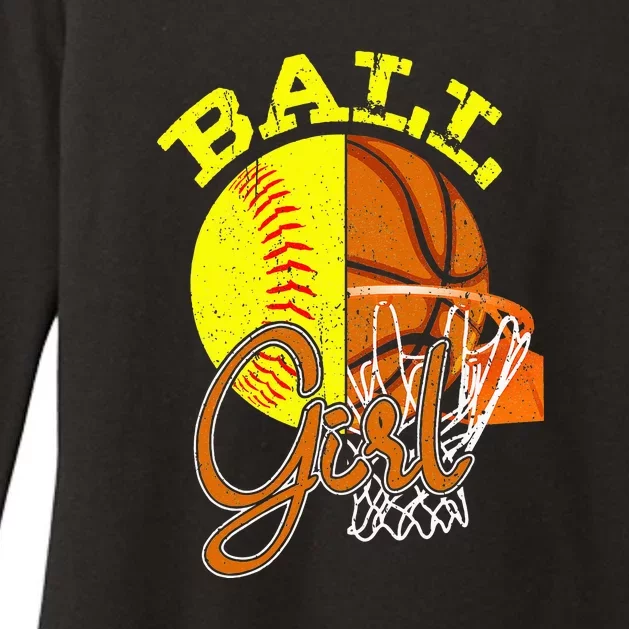 Funny Softball Basketball Lover Sport Lady Ball Womens CVC Long Sleeve Shirt