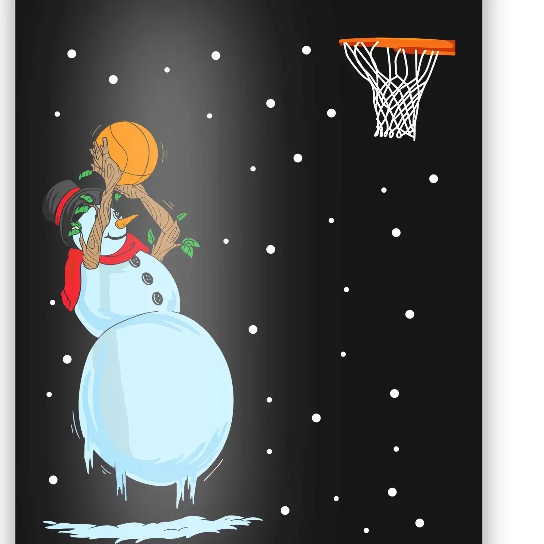 Funny Snowman Basketball Christmas Poster