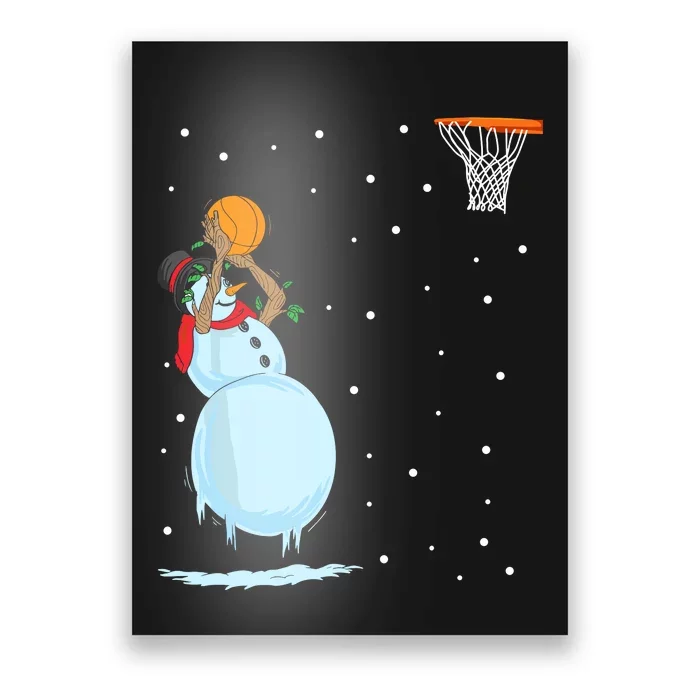 Funny Snowman Basketball Christmas Poster