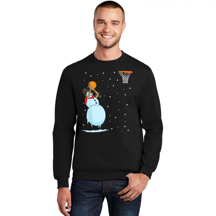 Funny Snowman Basketball Christmas Tall Sweatshirt