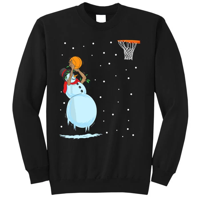 Funny Snowman Basketball Christmas Tall Sweatshirt