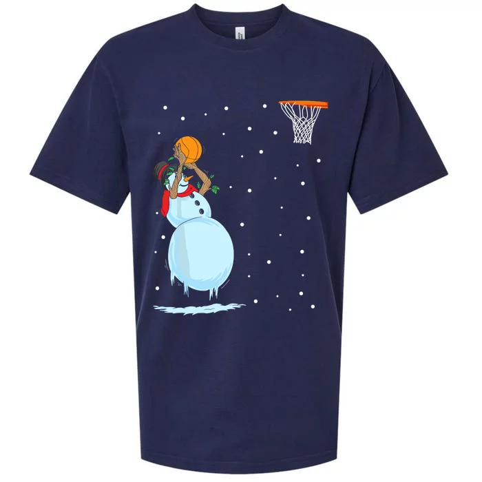 Funny Snowman Basketball Christmas Sueded Cloud Jersey T-Shirt