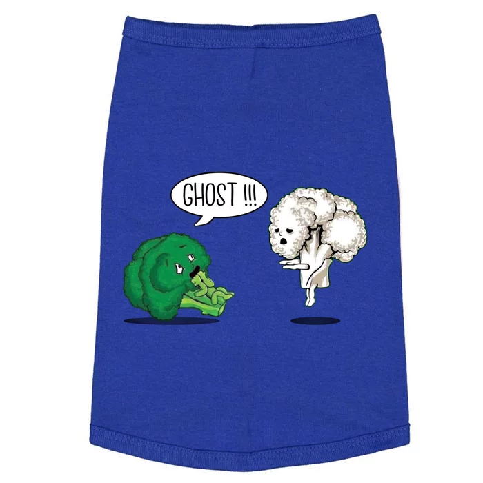 Funny Scared Broccoli By Ghost Cauliflower Funny Vegetarian Cute Gift Doggie Tank