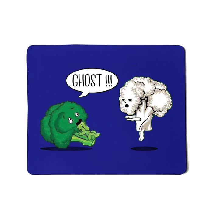 Funny Scared Broccoli By Ghost Cauliflower Funny Vegetarian Cute Gift Mousepad