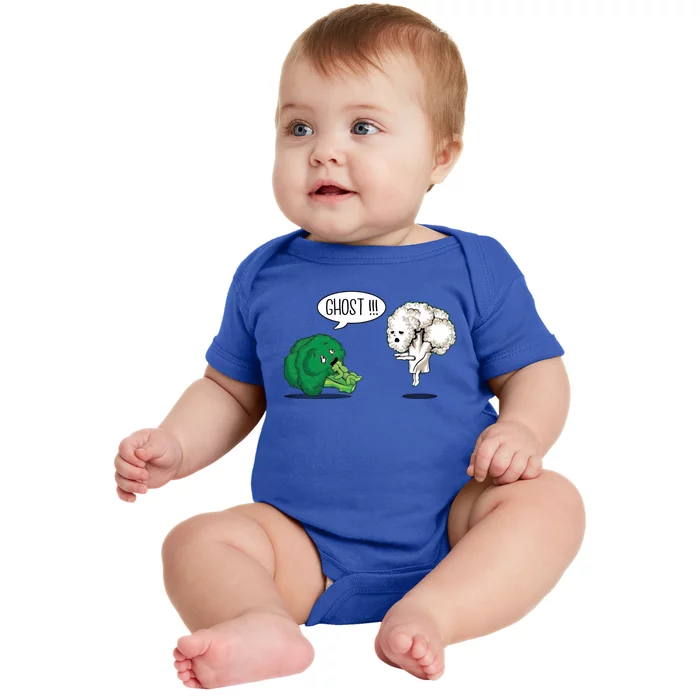 Funny Scared Broccoli By Ghost Cauliflower Funny Vegetarian Cute Gift Baby Bodysuit