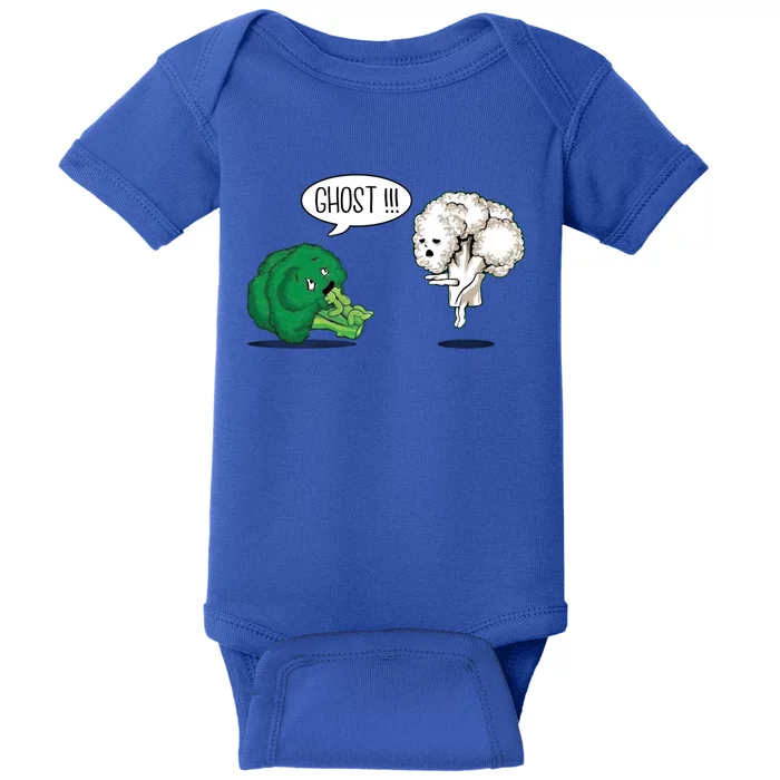 Funny Scared Broccoli By Ghost Cauliflower Funny Vegetarian Cute Gift Baby Bodysuit