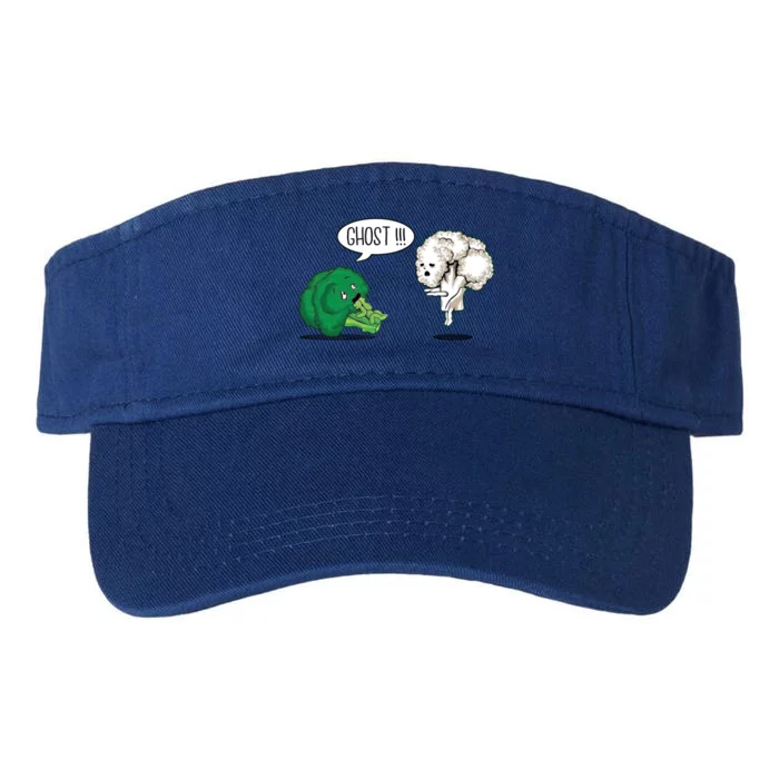 Funny Scared Broccoli By Ghost Cauliflower Funny Vegetarian Cute Gift Valucap Bio-Washed Visor