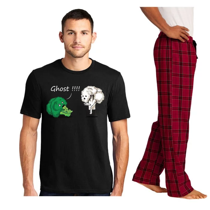 Funny Scared Broccoli By Ghost Cauliflower Funny Vegetarian Gift Pajama Set