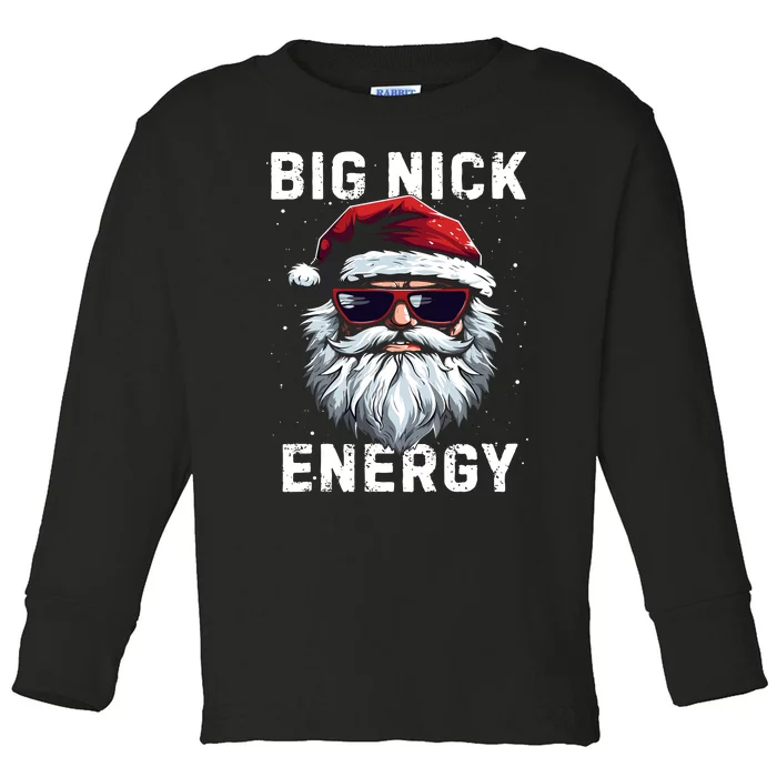 Funny Santa Big Nick Energy Santa Face Merry Christmas Toddler Long Sleeve Shirt