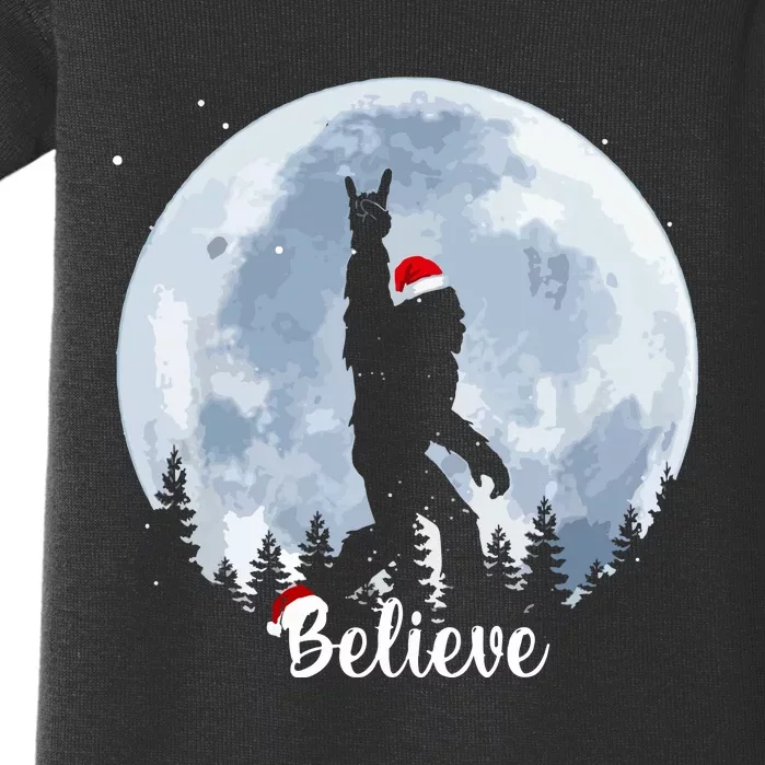 Funny Santa Bigfoot Christmas Rock Roll Sasquatch Believe Xmas Gift Baby Bodysuit