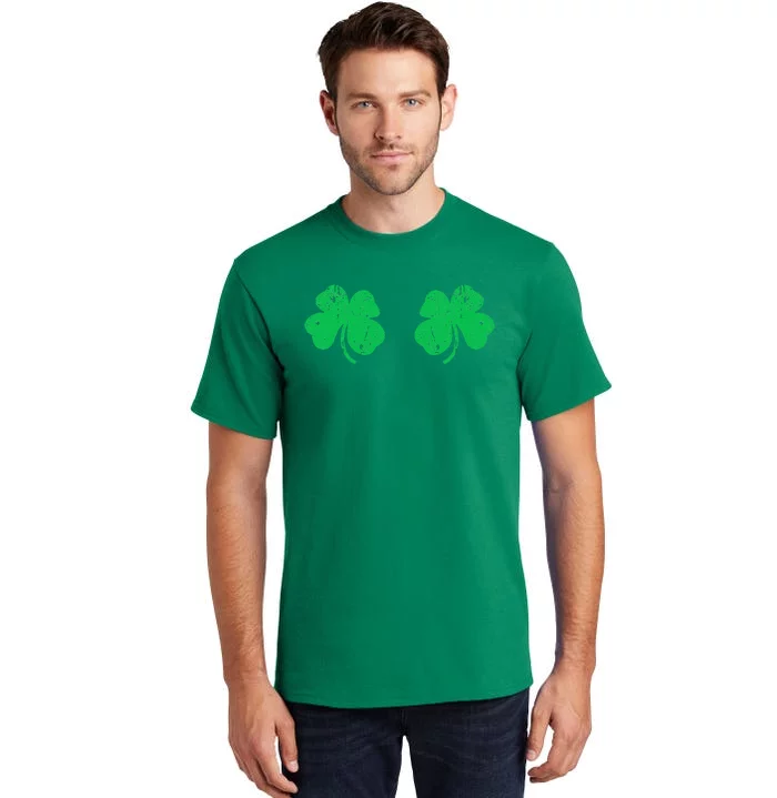 Funny Shamrock Boobs Irish St Patricks Day Tall T-Shirt