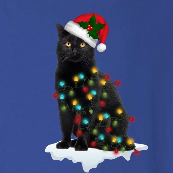 Funny Santa Black Cat In Xmas Lights Cat Lover Christmas Cool Gift Toddler Long Sleeve Shirt